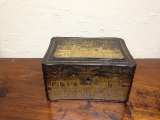 All Ca1820 Shell Inlay Tea Caddy Antique Box photo