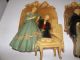 Antique Entrancing Elegant Chalkware Wall Plaques (2) ' Colonial Sweethearts ' Rare Other photo 4