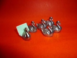 6 Tableware Accessories : French Chrome Card Name Holders Swan Shape photo
