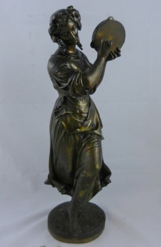 Antique 19thc French Bronze Statue Of Gypsy Girl Dancing - E.  De Latrone photo