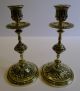 Quality Antique English Cast Brass Candlesticks C.  1880 Metalware photo 5