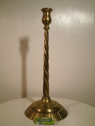 Antique 19th C.  French English Center Twisted Tapering Brass Candlestick photo
