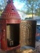 Old Toleware Tole Punched Tin Lantern Aafa Folk Art Paint Candle Early Primitive Metalware photo 1
