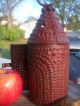 Old Toleware Tole Punched Tin Lantern Aafa Folk Art Paint Candle Early Primitive Metalware photo 6