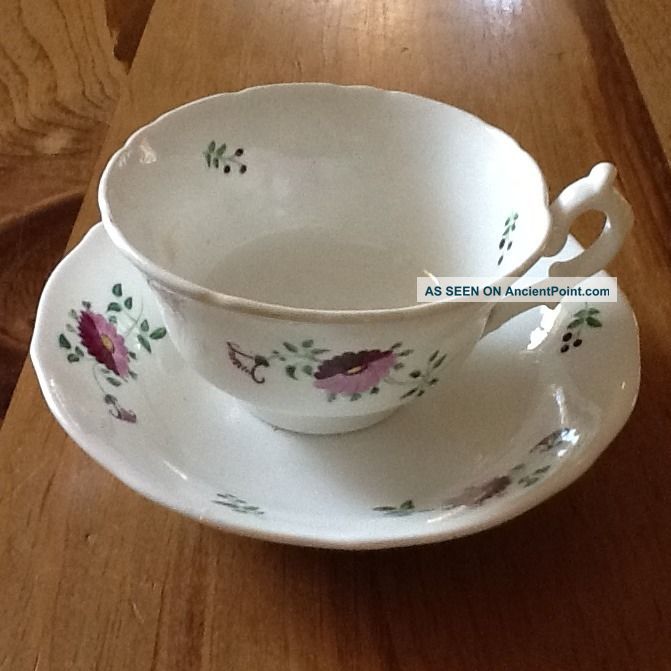 Antique Staffordshire Sprig Tea Cup And Saucer Pink Luster 19th Century Cups & Saucers photo