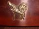 Vintage Coppercraft Guild Planter With A Spinning Wheel On It Metalware photo 2