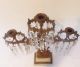Antique Girandole Centerpiece Gilted Bronze Crystal Prisms Figural Candelabra Metalware photo 5