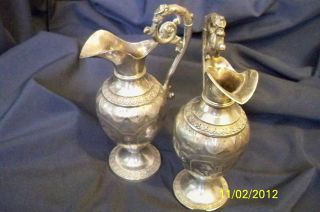 (2) Antique.  950 Silver Ewers/pitchers Pierre Favier 165.  5grs Gac France 1850 photo