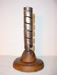 Antique French Wrought Iron & Wood Spiral Candlestick - Adjustable N°14 Primitives photo 1