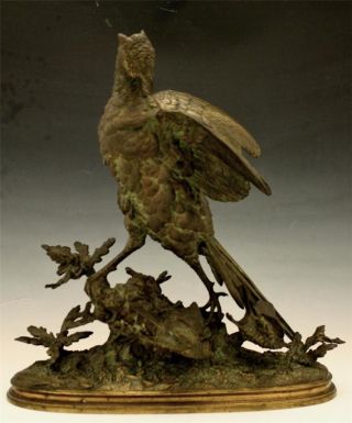 Signed C1860 French Animalier Bronze Of A Pheasant & Birds By Pautrot photo