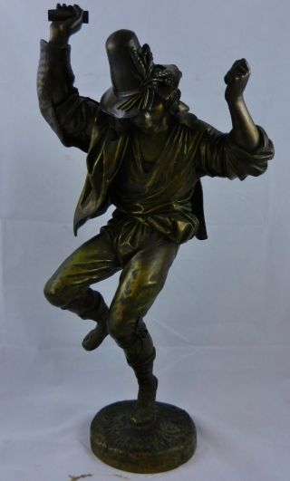 Antique 19thc French Bronze Statue Of Gypsy Dancer - J.  Feucher Scpt - Gautier photo