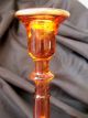 Vintage Amber Candlestick Holder 6+tall With Lace Etching Gold Filled Candlesticks photo 4