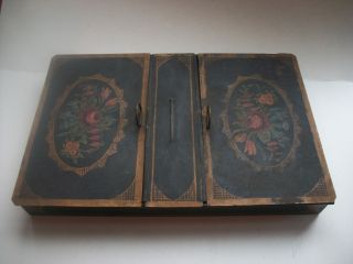 Old 19th Century Toleware Victorian Stationary Writing Letters Box Orig.  Paint photo