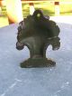 Antique Cast Iron Doorstop Small Basket Of Flowers Size,  Nr Paint Metalware photo 4