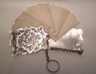 Antique 19th C.  Mother Of Pearl Note Pad / Dance Card photo