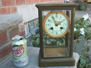 Antique French Regulator Mantel Clock Flower Dial Pendulum & Key Works photo