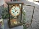 Antique French Regulator Mantel Clock Flower Dial Pendulum & Key Works Clocks photo 1