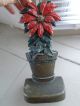Vintage Antique Christmas Cast Iron Poinsettia Doorstop Signed & Numbered 1288 Metalware photo 9