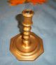 Antique Brass Candlesticks Near Pair Solid Stems 17thc 18th C Candle Holders Metalware photo 5