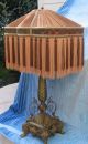 Large Antique Victorian Dolphin/lion Paws Lamp/rayon Fringe Shade Lamps photo 2
