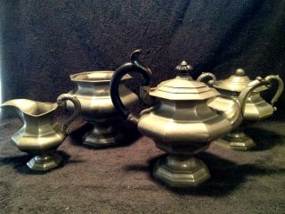 1829 James Dixon & Sons Antique English Pewter Tea / Coffee Set Of 4 photo