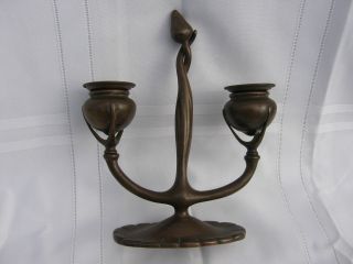 Tiffany Studios Gold Dore Bronze Two - Light Candlestick photo
