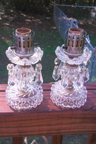 Gorgeous Crystal/glass Pair Boudoir Lamps W/dangles photo
