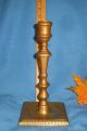 Antique Brass Tall Candlestick Candle Holder 18th C 19th C Heavy Square Base Metalware photo 9