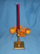 Antique Brass Tall Candlestick Candle Holder 18th C 19th C Heavy Square Base Metalware photo 10