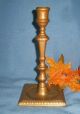 Antique Brass Tall Candlestick Candle Holder 18th C 19th C Heavy Square Base Metalware photo 1
