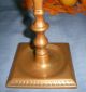 Antique Brass Tall Candlestick Candle Holder 18th C 19th C Heavy Square Base Metalware photo 3