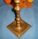 Antique Brass Tall Candlestick Candle Holder 18th C 19th C Heavy Square Base Metalware photo 4