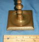 Antique Brass Tall Candlestick Candle Holder 18th C 19th C Heavy Square Base Metalware photo 7