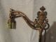 Antique Goldtone All Cast Iron Bridge W/urn Floor Lamp W/twisted Wrought Rod Lamps photo 1