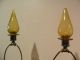 Pair Hollywood Regency Blenko Glass Amber Lamps Rare Mcm Mid Century Modern Lamps photo 2