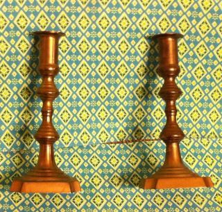 Set Of Two Antique Vintage Retro Brass Candle Sticks Candle Holders photo