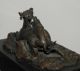 Unusual Antique Mini Bronze Sculpture Deer & Dogs Sale Metalware photo 1
