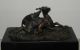 Unusual Antique Mini Bronze Sculpture Deer & Dogs Sale Metalware photo 5