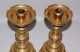 Pair 19th C Antique English Gothic Revival Brass Candlesticks W Registry Marks Metalware photo 1