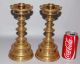 Pair 19th C Antique English Gothic Revival Brass Candlesticks W Registry Marks Metalware photo 2