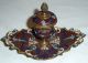 French Champleve Inkwell,  Red Enamel,  Sgn ' D Fc Paris - Nrsv Metalware photo 1