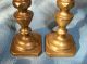 Antique Brass Candlesticks Pair Beehive Style Candle Holders 18th C Metalware photo 2