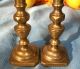 Antique Brass Candlesticks Pair Beehive Style Candle Holders 18th C Metalware photo 3