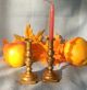 Antique Brass Candlesticks Pair Beehive Style Candle Holders 18th C Metalware photo 5