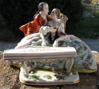 Large Antique Early Volkstedt German Porcelain Group Figurine photo
