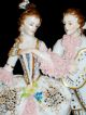 Antique German Dresden Lace Volkstedt Courting Couple Porcelain Figurine Figurines photo 2