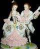 Antique German Dresden Lace Volkstedt Courting Couple Porcelain Figurine Figurines photo 4