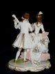 Antique German Dresden Lace Volkstedt Courting Couple Porcelain Figurine Figurines photo 8