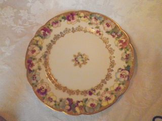 Haviland Limoges Pansy Dinner Plate Mint Heavy Gold In Design photo