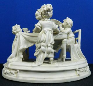 Antique Dresden Samson Of Paris Parian Porcelain Set Children Having Tea photo